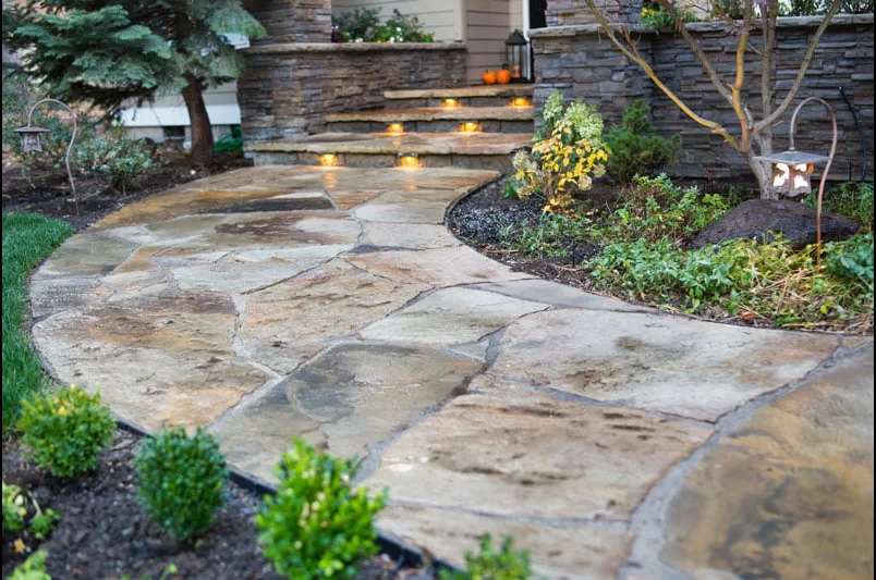 Triple R Landscaping hardscape installation like pathways for interest and warmth