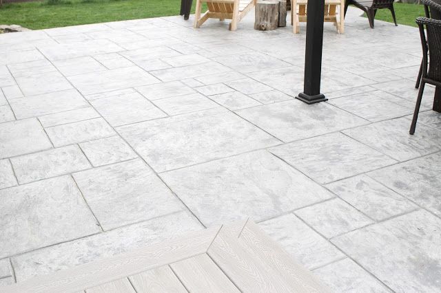 gray stamped concrete patio
