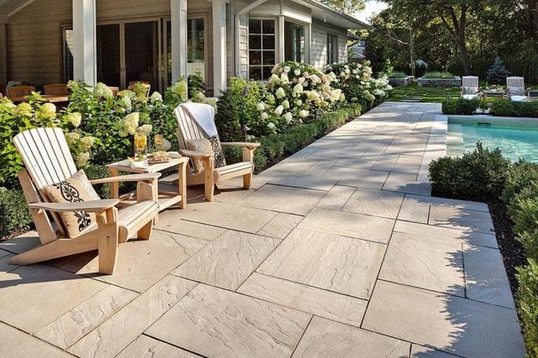 Concrete stamped patio in tan