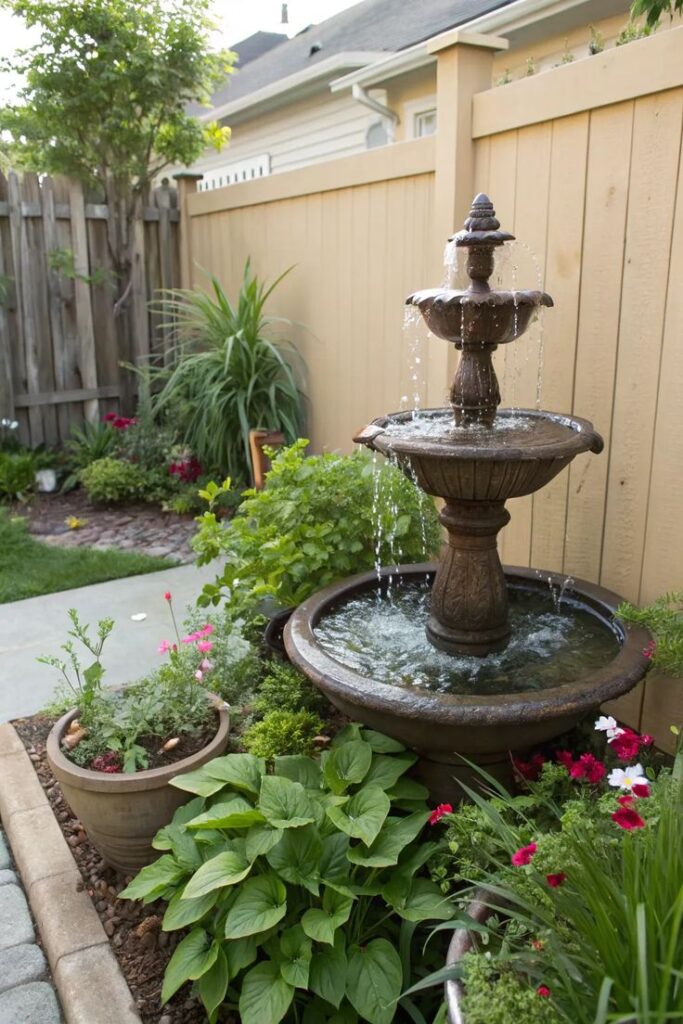 small water fountain for small backyard interest